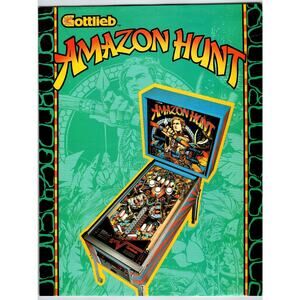 Amazon Hunt Pinball Machine FLYER Original 1982 Retro Jungle Game 8.5" x 11"